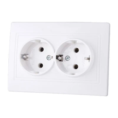 Double Socket 2p+e White Eu